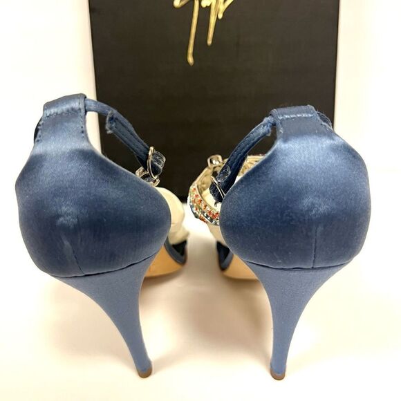 NWT Giuseppe Zanotti blue satin crystal heels. Sz 36 - Picture 12 of 14